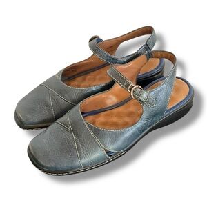 SoftWalk Shoes Blue Leather Mary Janes Flats Comfort Sandals Size 6.5